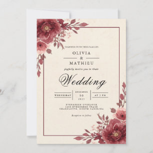 Invitation Mariage d'arche florale de prune poussiéreuse