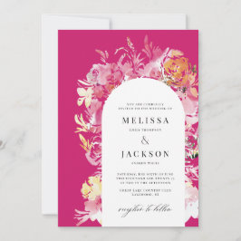 Invitation Mariage d'arche Fuchia rose et bleu