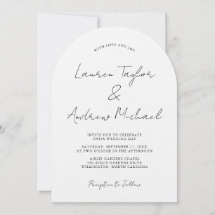 Invitation Mariage d'arche moderne romantique noir et blanc