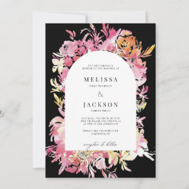 Invitation Mariage d'arche noire rose et blush