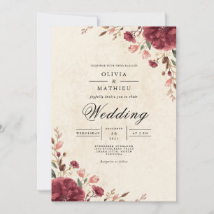 Invitation Mariage d'arche romantique Bourgogne