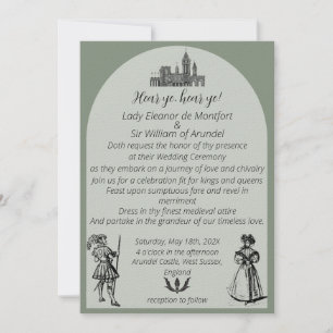 Invitation Mariage d'arche verte de la Renaissance médiévale