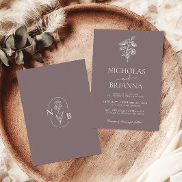 Invitation Mariage d'ardoise florale minimaliste