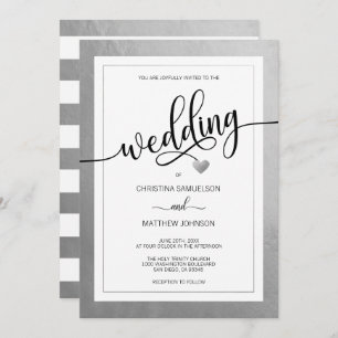 Invitation Mariage d'argent noir et blanc classique