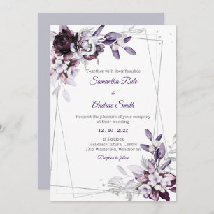 Invitation Mariage d'argent violet et lavande