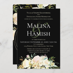 Invitation Mariage Dark & Moody Rose de crème Monogram Custom
