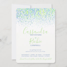 Invitation Mariage d'art bleu vert cascade