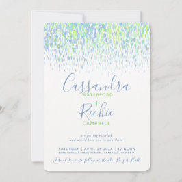 Invitation Mariage d'art bleu vert cascade