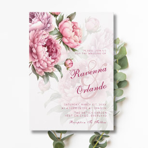 Invitation Mariage d'Art Botanique de Pivoine en Fleur