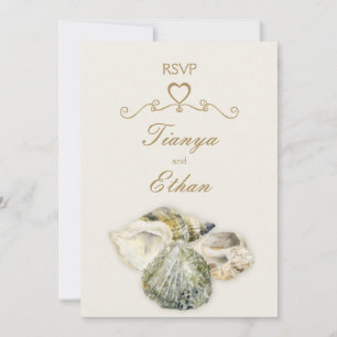 Invitation Mariage d'art de coquilles de mer Réponse RSVP