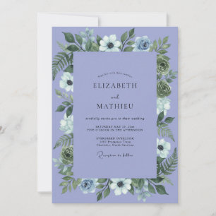 Invitation Mariage d'art fin atmosphérique Pervenche