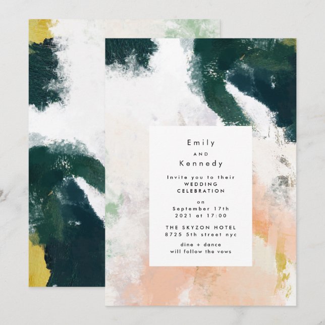 Invitation Mariage d'art moderne (Devant / Derrière)