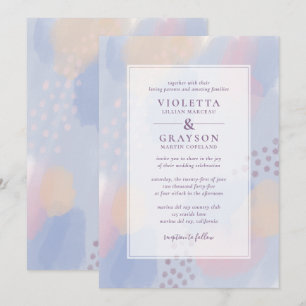 Invitation Mariage d'art moderne bleu Abstrait