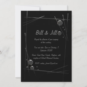 Invitation Mariage d'art moderne en métal noir Abstrait