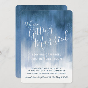 Invitation Mariage d'art moderne gris bleu