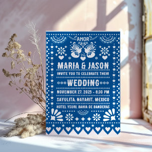 Invitation Mariage d'art populaire de fête de papier picado b