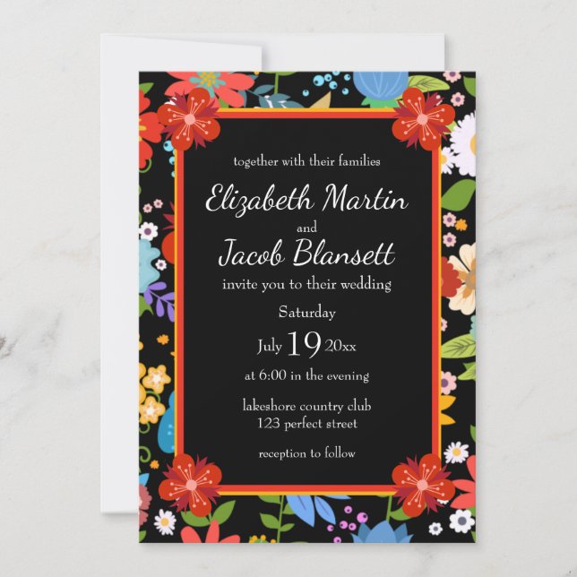Invitation Mariage d'art populaire mexicain (Devant)
