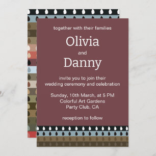 Invitation Mariage d'art tribal en bande colorée