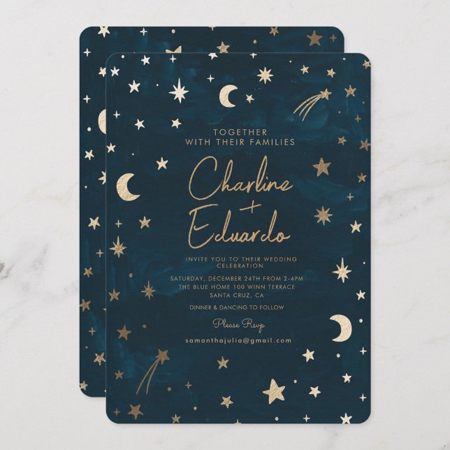 Invitation Mariage d'astronomie de la Lune des étoiles célest (Créateur téléchargé)