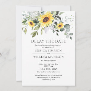Invitation Mariage Date de report Eucalyptus tournesols