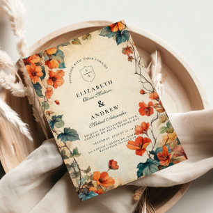 Invitation Mariage d'automne à fleurs traînantes