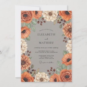 Invitation Mariage d'automne à la fleur de terre cuite