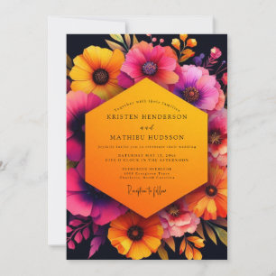 Invitation Mariage d'automne à la floraison ambre