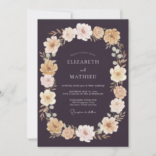 Invitation Mariage d'automne à l'aubergine florissant