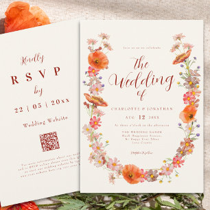 Invitation Mariage d'automne aux fleurs sauvages bohème et co