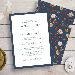 Invitation Mariage d'automne bleu marine