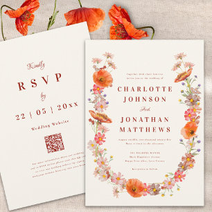 Invitation Mariage d'automne bohème aux fleurs sauvages