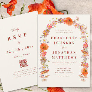 Invitation Mariage d'automne élégant aux fleurs sauvages