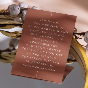 Invitation Mariage d'automne en Terracotta Profond. Typograph