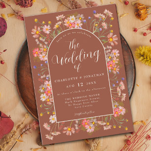 Invitation Mariage d'automne en terre cuite orange brûlé avec