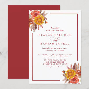 Invitation Mariage d'automne floral rustique