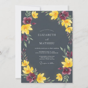 Invitation Mariage d'automne gris charbon frappant