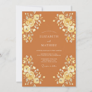 Invitation Mariage d'automne lumineux orange brûlé