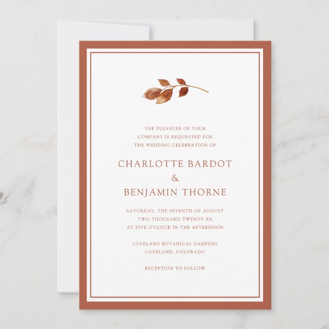 Invitation Mariage d'automne simple (Devant)