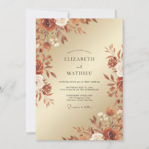 Invitation Mariage d'automne somptueux orange brûlé