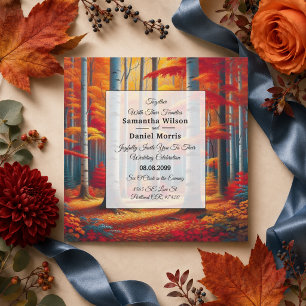 Invitation Mariage d'automne sous les bouleaux rustiques