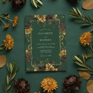 Invitation Mariage d'automne vert forêt d'humeur sombre