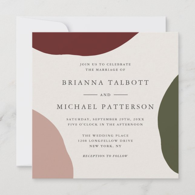 Invitation Mariage de automne Abstrait simple et élégant (Devant)
