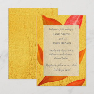 Invitation Mariage de automne Autumn Feuilles d'or art rustiq