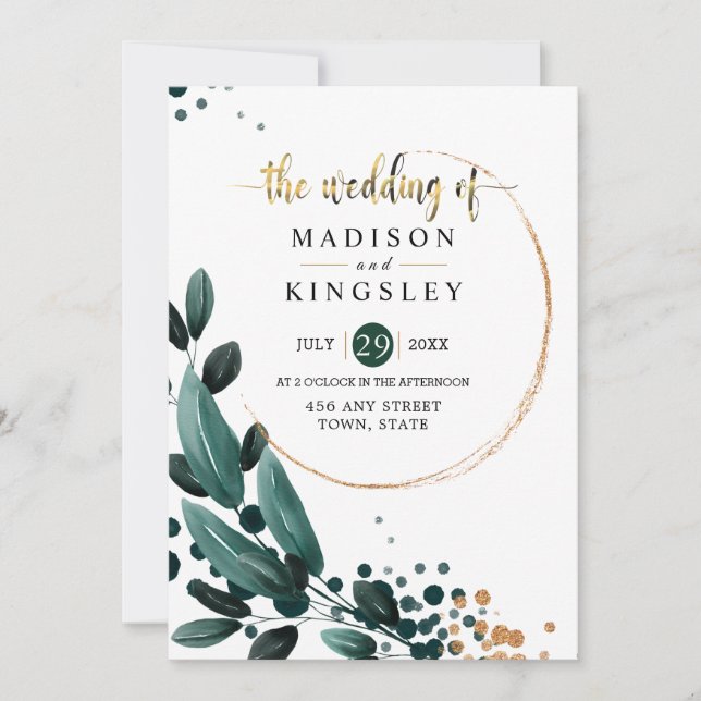 Invitation Mariage de automne 🍂 Bleu Profond Floral Élégant  (Devant)