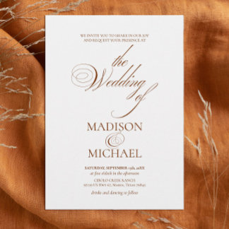 Invitation Mariage de automne Brown Chic Boho contemporain