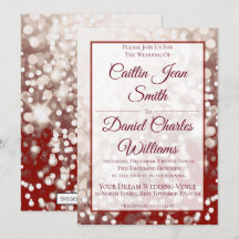 Invitation mariage de automne - Champagne et Rouge