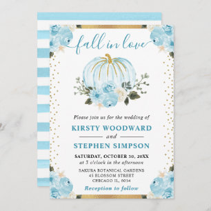 Invitation Mariage de automne Citrouille Pastel Blue & White 
