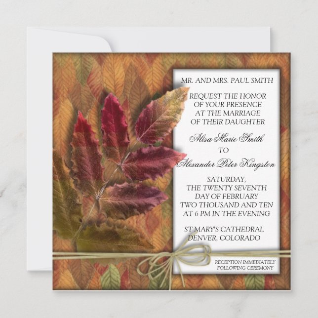 Invitation Mariage de automne d'automne (Devant)