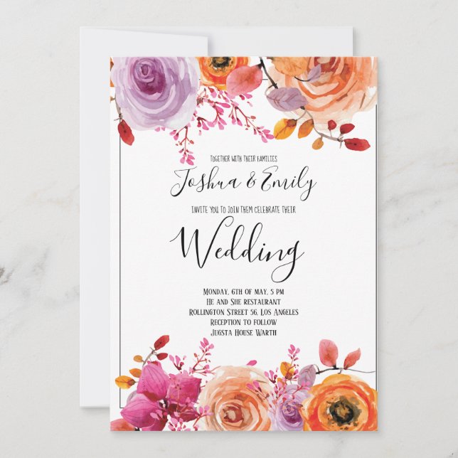 Invitation Mariage de automne d'automne jaune orange (Devant)