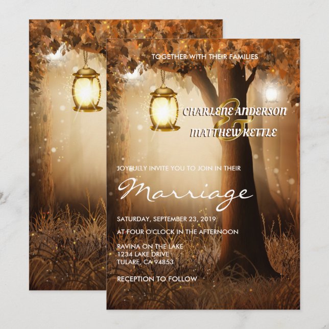 Invitation Mariage de automne d'automne rustique (Devant / Derrière)